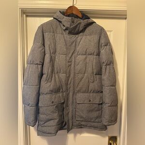 Tommy Hilfiger Men's Gray Puffer Parka Jacket - Detachable Fur for Hood - Medium